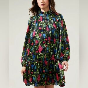Sugarlips - Madeline Groover Floral Button Down Long Sleeve Mini Dress Size Sm